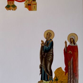 Malerei mit dem Titel "Prayer" von Olga Liutova-Amplatz, Original-Kunstwerk, Collagen