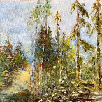 Malerei mit dem Titel "Forest. Alps." von Olga Liutova-Amplatz, Original-Kunstwerk, Öl
