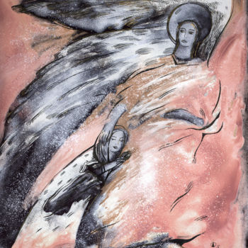 Картина под названием "АНГЕЛ И ДИТЯ" - Olga Lysenkova, Подлинное произведение искусства