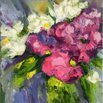 Painting titled "Abstract floral pai…" by Olga Mart, Original Artwork, Oil