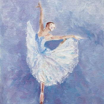 Pittura intitolato "Ballerina Painting…" da Olga Mart, Opera d'arte originale, Olio Montato su Cartone