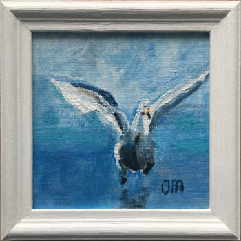 Картина под названием "Goose" - Olga Mart, Подлинное произведение искусства, Масло Установлен на картон