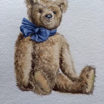 Peinture intitulée "Teddy bear" par Olga Matyunina, Œuvre d'art originale, Aquarelle