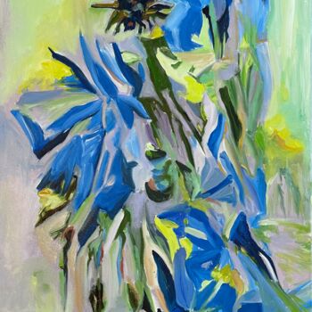 Pittura intitolato "Cornflower Fantasia" da Olga Mcnamara, Opera d'arte originale, Olio Montato su Telaio per barella in leg…