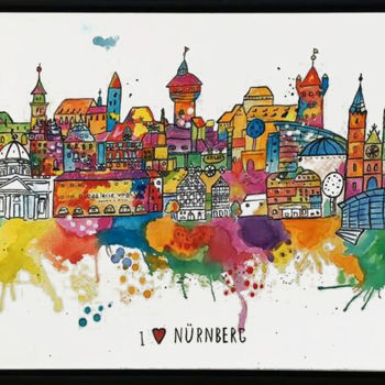 Картина под названием "Favorite Nurnberg" - Olga Meer, Подлинное произведение искусства, Акварель