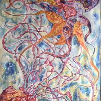 "romantic date octop…" başlıklı Resim Olga Nevena tarafından, Orijinal sanat, Suluboya