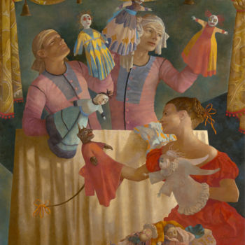 Peinture intitulée "Puppet-Show" par Olga Oreshnikov, Œuvre d'art originale, Autre