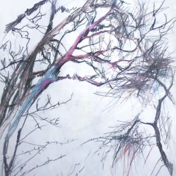 Drawing titled "Tree branches in wi…" by Olga Osipenko (Mariaiva), Original Artwork, Conté
