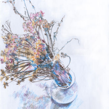 Dessin intitulée "Bouquet of flowers" par Olga Osipenko (Mariaiva), Œuvre d'art originale, Conté