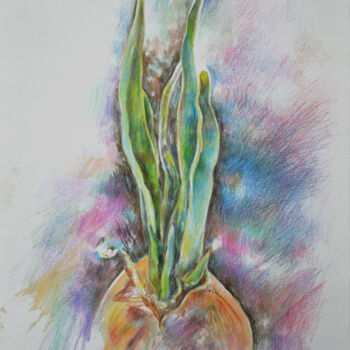 Drawing titled "Green arrows of an…" by Olga Osipenko (Mariaiva), Original Artwork, Conté