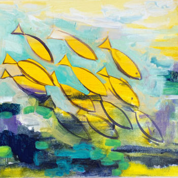 Painting titled "Fish" by Olga Pascari, Original Artwork, Acrylic