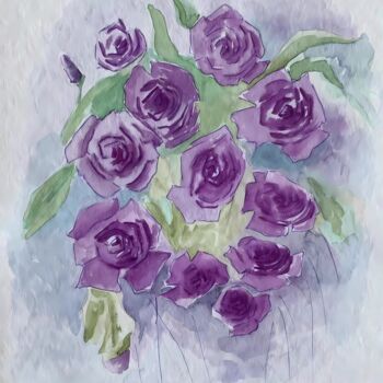 Картина под названием "Rose" - Olga Poruchikova, Подлинное произведение искусства, Акварель