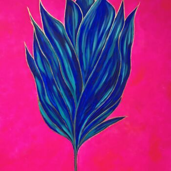 Pittura intitolato "Blue flower" da Olga Poruchikova, Opera d'arte originale, Acrilico