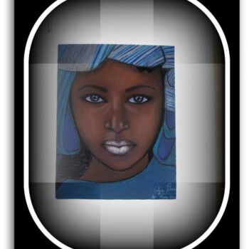 Painting titled "FEMME BLEUE PASTEL.…" by Olga Recio, Original Artwork