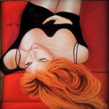 Painting titled "MYLENE FARMER2" by Olga Recio, Original Artwork