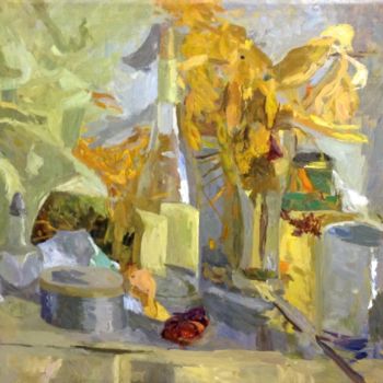 Painting titled "Nature morte jaune" by Olga Richir, Original Artwork, Oil