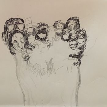 Drawing titled "Le pied ! Ça ira mi…" by Olga Richir, Original Artwork, Ballpoint pen