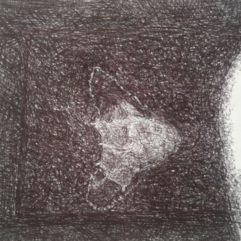 Drawing titled "Ici la Terre" by Olga Richir, Original Artwork, Ballpoint pen