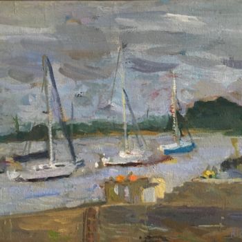 Peinture intitulée "L’île aux moines" par Olga Richir, Œuvre d'art originale, Huile