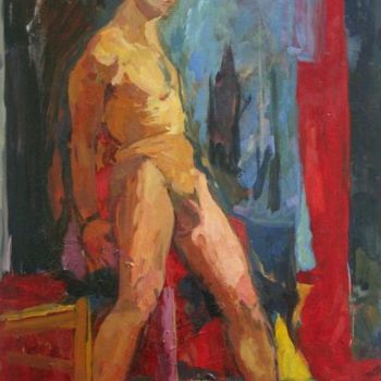 Painting titled "NU ROUGE" by Olga Richir, Original Artwork