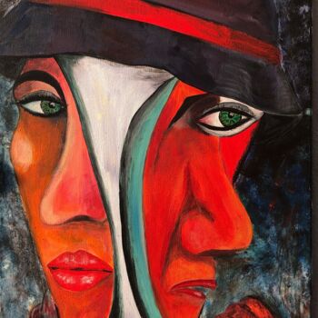 Painting titled "Men with hat" by Francisco Plasencia, Original Artwork, Acrylic