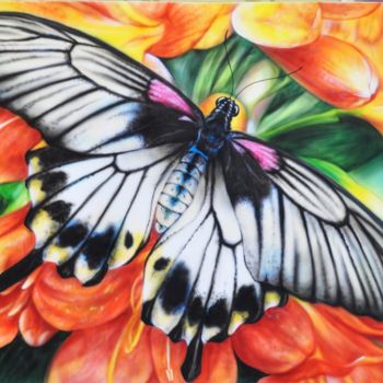 Painting titled "Tropical butterfly" by Olga Rozova, Original Artwork, Airbrush