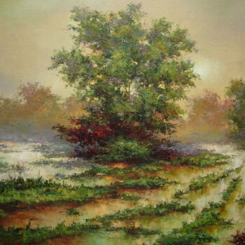 Painting titled "Flash flood" by Olga Samchuk, Original Artwork, Oil