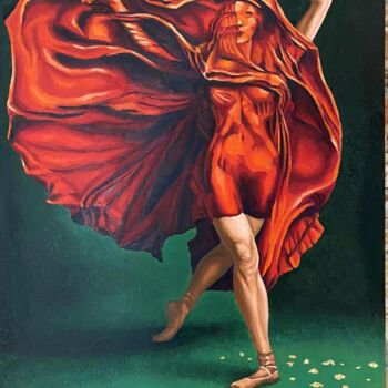 Schilderij getiteld "Waltz of the flowers" door Olga Sarukhanova, Origineel Kunstwerk, Olie Gemonteerd op Frame voor houten…