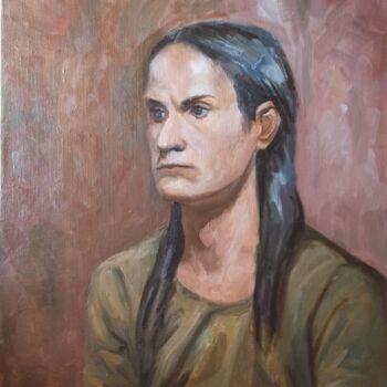Peinture intitulée "Портрет, модель сти…" par Olga Selezneva, Œuvre d'art originale, Huile Monté sur Châssis en bois