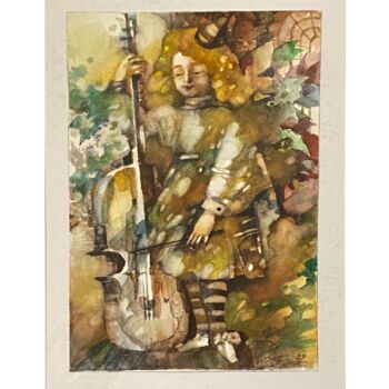 Peinture intitulée "Concert nocturne" par Olga Semenova, Œuvre d'art originale, Aquarelle Monté sur Carton
