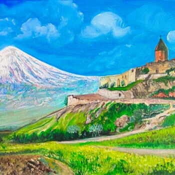 Painting titled "Snow-white Ararat" by Olga Serebryanskaya, Original Artwork, Acrylic