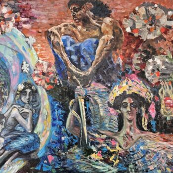 Картина под названием "Ангелы и демоны Мих…" - Olga Shelkovaja, Подлинное произведение искусства, Масло