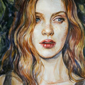 Peinture intitulée "Freckles" par Olga Shevcova, Œuvre d'art originale, Aquarelle