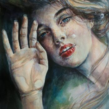 Painting titled "Mermaid" by Olga Shevcova, Original Artwork, Watercolor