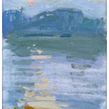 Peinture intitulée "sunset on the seine" par Olga Silivanchyk, Œuvre d'art originale, Huile Monté sur Châssis en bois