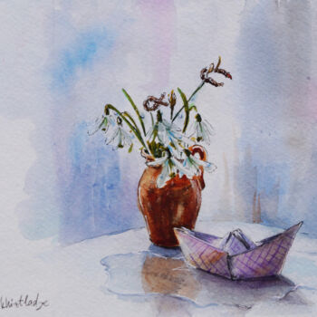 Peinture intitulée "Spring has come_Sti…" par Olga Skhirtladze, Œuvre d'art originale, Aquarelle