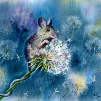 Peinture intitulée "Mouse" par Olga Soldatova, Œuvre d'art originale, Aquarelle Monté sur Carton
