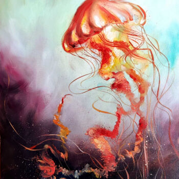 Картина под названием "Jellyfish" - Olga Soldatova, Подлинное произведение искусства, Масло Установлен на картон