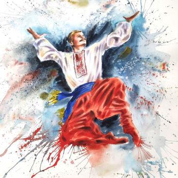 Pittura intitolato "Ukrainian hopak" da Olga Soldatova, Opera d'arte originale, Acquarello