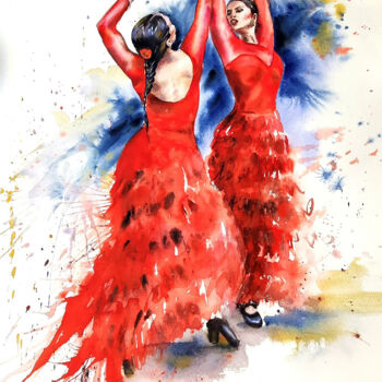 "Flamenco Passion" başlıklı Tablo Olga Soldatova tarafından, Orijinal sanat, Suluboya