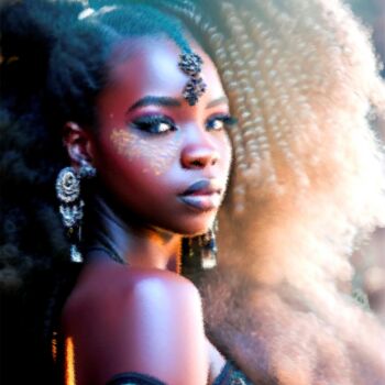 Photographie intitulée "Young black girl." par Olga Sosova, Œuvre d'art originale, Photographie numérique