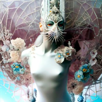 Arte digital titulada "White Romantic Goth…" por Olga Sosova, Obra de arte original, Tinta Montado en Bastidor de camilla de…