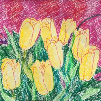 Drawing titled "Tulips" by Stasssi, Original Artwork, Pastel