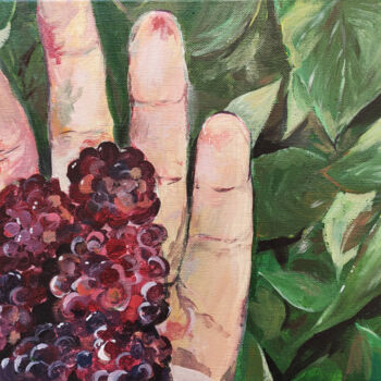 Painting titled "Juicy Blackberries" by Olga Strogonova, Original Artwork, Acrylic