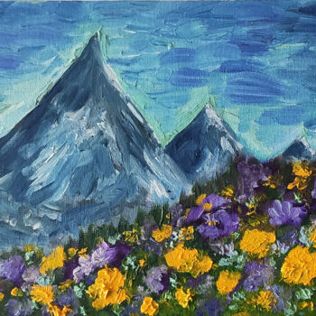 Peinture intitulée "Mountains" par Olga Strogonova, Œuvre d'art originale, Huile