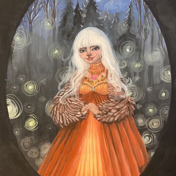Schilderij getiteld "Night witch" door Olga Tkachuk, Origineel Kunstwerk, Gouache