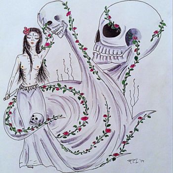 Druckgrafik mit dem Titel "Death is my pet" von Fpi, Original-Kunstwerk