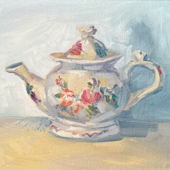 Peinture intitulée "Teapot" par Olga Ukraintseva, Œuvre d'art originale, Huile Monté sur Carton