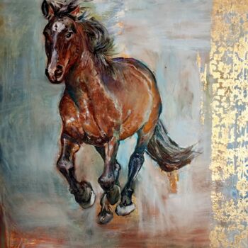 Painting titled ""Freedom" Horse Ori…" by Olga Vedyagina, Original Artwork, Oil
