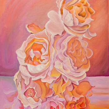Peinture intitulée "Orange Purple Bouqu…" par Olga Volna, Œuvre d'art originale, Huile